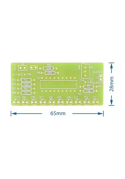 Demonte Lm3915 10 Led Vumetre Kit Dıy Led Elektronik Ses Müzik Seviye Işık Göstergesi Lehimleme