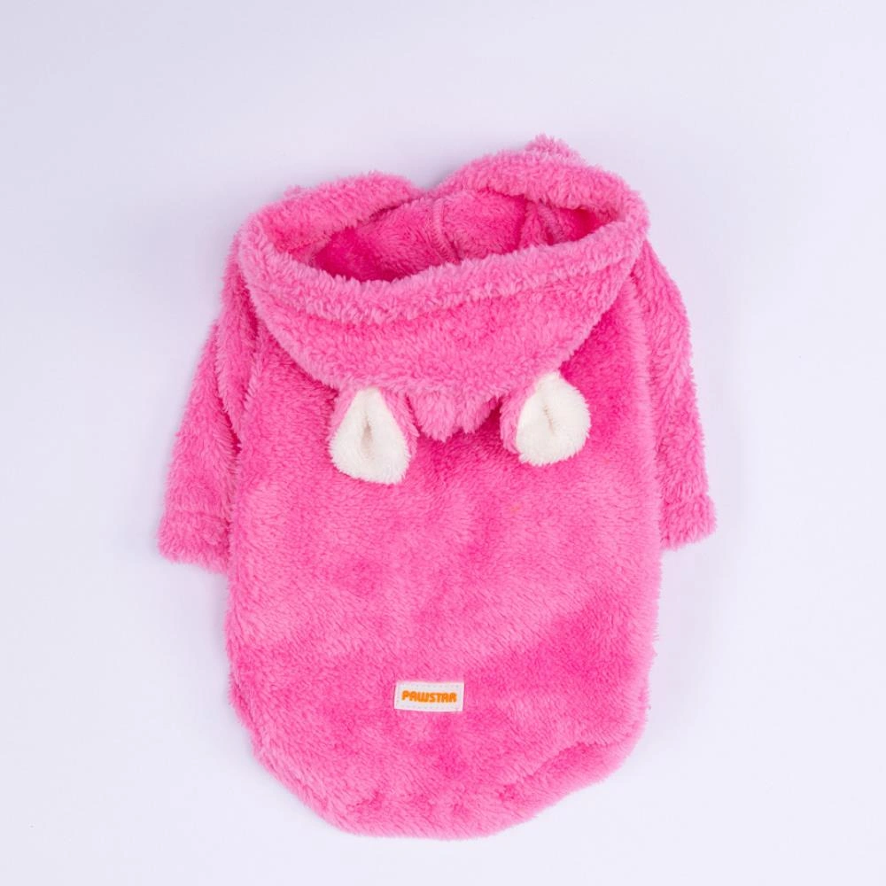 Pembe Lucca Teddy Hoodie Ayı Kulaklı Peluş Orta Büyük Irklar Köpek Kıyafeti Köpek Sweati