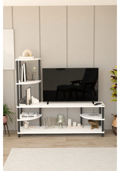 Neoline 120 Cm Tv Ünitesi Çok Raflı Modern Tv Sehpası - Beyaz Beyaz