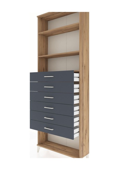 Arges Dolap 3 Raflı 6 Çekmeceli 88x30x243 Çam-antrasit Atlas Çam Arges Dolap 3 Raflı 6 Çekmeceli 88x30x243 Çam-antrasit Atlas Çam