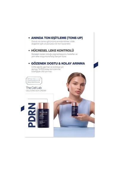Celltone Sun Cream, Pdrn, Bariyer Onarıcı & Nemlendirici Güneş Kremi, Spf 50+ Pa++++, 70g