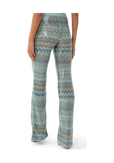 Missoni Zigzag Desenli Rahat Pantolon Yeşil Çoklu