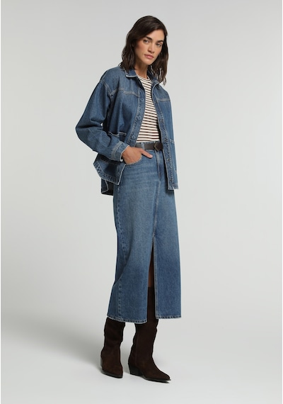 Colin's Colins Slim Fit Düz Fermuarlı Kadın Mid İndigo Denim Etek Cl1082945 Q1.v2 Dn45236