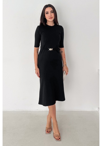 Noa & Noa Kadın Kemer Detaylı Midi Elbise Belted Elegance Siyah Noa & Noa Kadın Kemer Detaylı Midi Elbise Belted Elegance Siyah