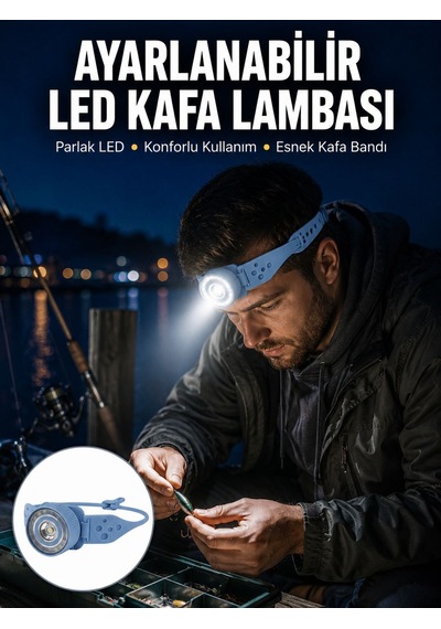 Kampçı Kafa Lambası Su Geçirmez Çok Modlu Led Yeni Nesil - Lisinya Diğer