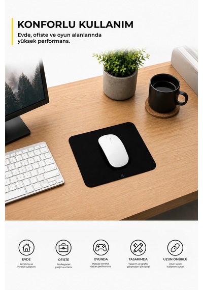 Siyah Renkli Ergonomik Mouse Pad, Kaymaz Yüzey İle Ev Ve Ofis Kullanımı İçin İdeal