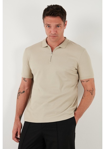 Buratti Pamuklu Regular Fit Yarım Fermuarlı 3'Lü Paket Erkek Polo Yaka T Shirt 5902738S3 Siyah-Ekru-Vizon