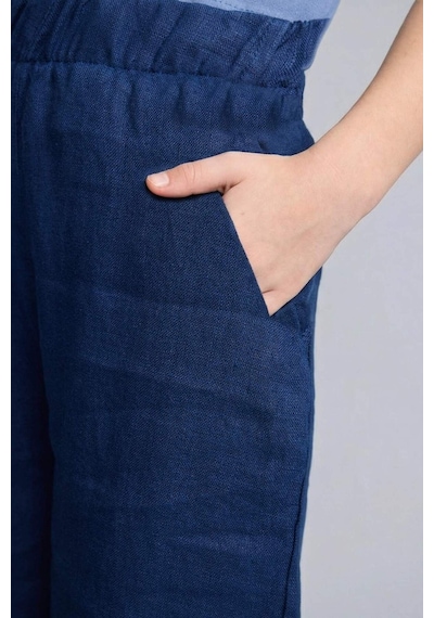 Defacto Wıde Leg Geniş Paça Keten Pantolon Kız Çocuk H1916a826smnv42 Lacivert-nv42