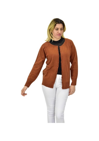 Kadın Triko Spor Hırka Bgl-st04086 Taba