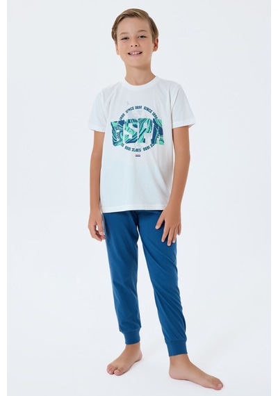 U.S. Polo Assn. Beyaz Erkek Çocuk Pijama Takımı
