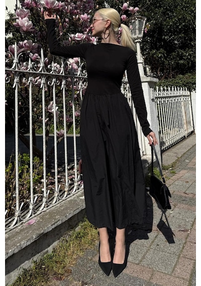 Madmext Siyah Maxi Boy %100 Pamuklu Kadın Elbise Mg2365 Siyah