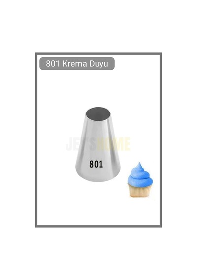 801 Yuvarlak Desen Krema Duyu Büyük Boy Pasta Duyu Paslanmaz Çelik Krema Torbası Ucu 2.4x6.5x4.5 Cm Metalik Gri