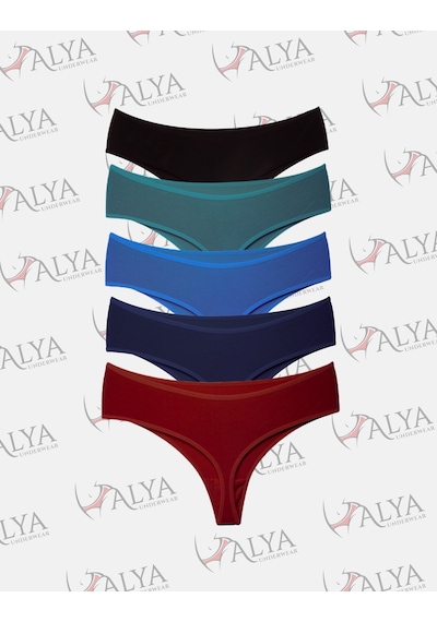 Alya Underwear Kadın Külot Yüksek Bel Tanga, Toparlayıcı - 2 Siyah, 1 Beyaz, 2 Ten S, M, L, Xl, 2xl - 5 Adet Çok Renkli P24