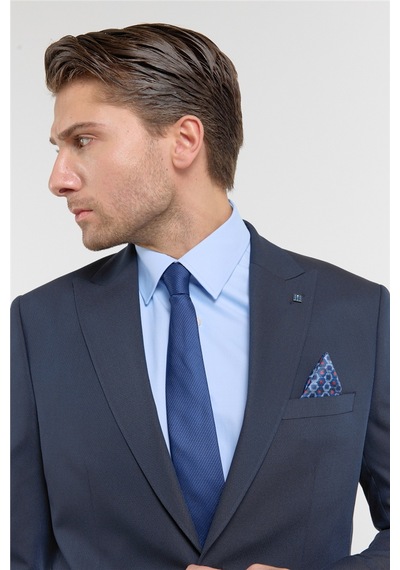 İmza Lacivert Kırlangıç Yaka 6 Drop Slim Fit Tam Astar Esnek Takım Elbise 1001260158