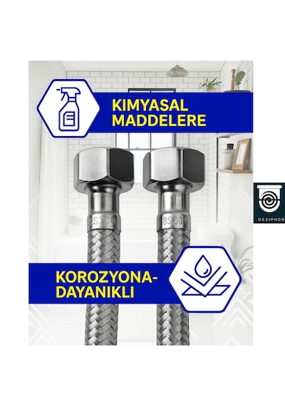 50 Cm Paslanmaz Çelik Örgülü Flex Hortum 3/8"x3/8" Klozet& ...