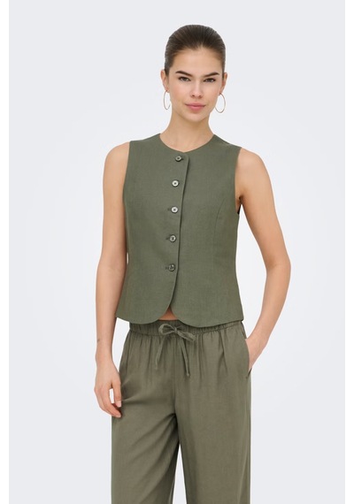 Only Onlgoa Regular Fit Bisiklet Yaka Düğmeli Yelek Bayan Yelek 15363724 Haki