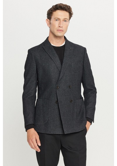 Altınyıldız Classıcs Lımıted Edıtıon Erkek Sıyah Yünlü Slim Fit Dar Kesim Kırlangıç Yaka Torba Cepli Kruvaze Ceket Siyah Altınyıldız Classıcs Lımıted Edıtıon Erkek Sıyah Yünlü Slim Fit Dar Kesim Kırlangıç Yaka Torba Cepli Kruvaze Ceket Siyah