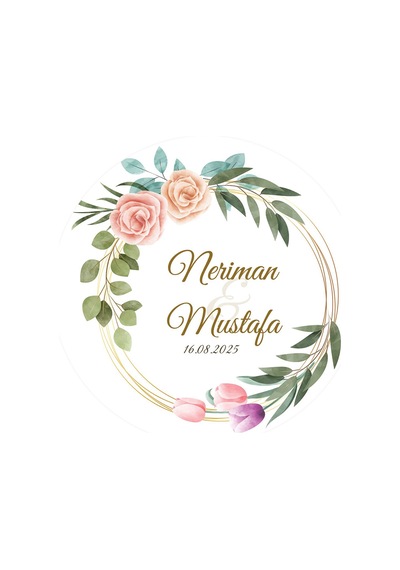 Suluboya Çiçek Modeli 3, Etiket Modeli Ürünlerinize Özel 3cm - 130 Adet Folyo Sticker Renkli
