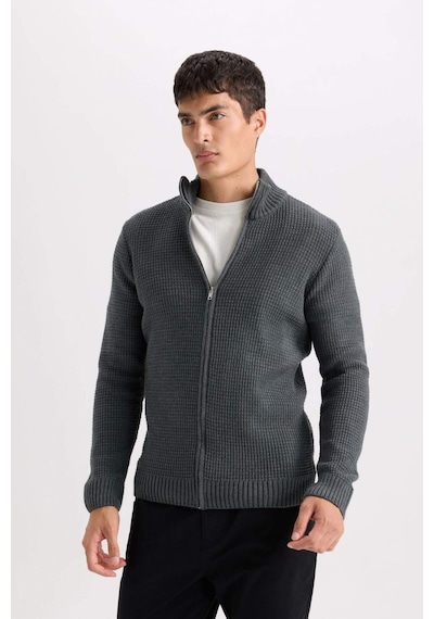 DeFacto Standart Fit Normal Kesim Yarım Balıkçı Yaka Fermuarlı Waffle Hırka R1195AZNSAR4