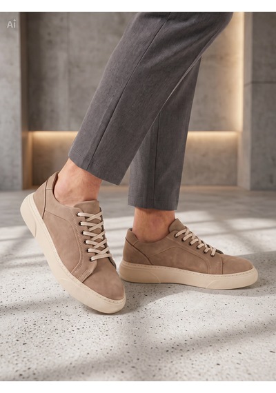 Whiteface Stilist Store Erkek Kum Rengi Hakiki Deri Casual Günlük Ayakkabı Sneaker