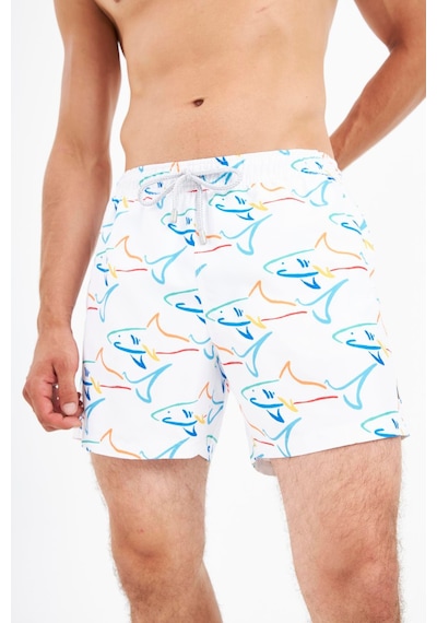 John Frank Requin Desenli Hızlı Kuruyan Mayo Short Erkek Mayo Short Jfsssw96 Beyaz-mavi