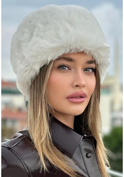 Mollycrush Kışlık Kalpak Şapka - Rus, Slav, Kazak, Moğol, Eskimo Tarzı Rahat Kalpak Beyaz