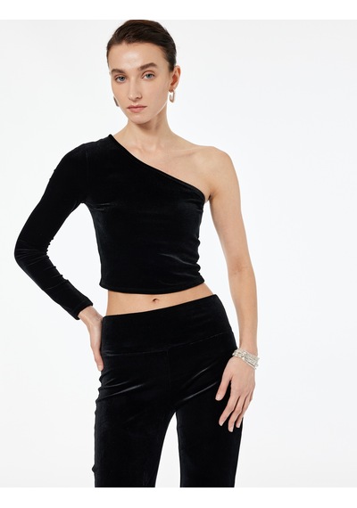 Koton Slim Fit Asimetrik Yaka Uzun Kollu Crop Tek Omuz Kadife Bluz Siyah 6wak50056ek Siyah Koton Slim Fit Asimetrik Yaka Uzun Kollu Crop Tek Omuz Kadife Bluz Siyah 6wak50056ek Siyah