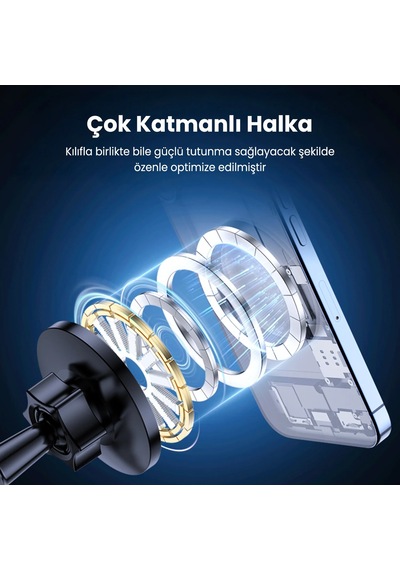 Bix Bxch14 360 Derece Metal Kancalı Manyetik Havalandırma Izgarası Araç İçi Telefon Tutucu