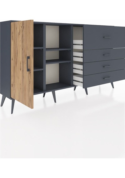 Arges Konsol 4 Raflı 4 Çekmeceli Tek Kapaklı 176x30x99 Antrasit-çam/antrasit Atlas Çam/antrasıt - Antrasıt Arges Konsol 4 Raflı 4 Çekmeceli Tek Kapaklı 176x30x99 Antrasit-çam/antrasit Atlas Çam/antrasıt - Antrasıt
