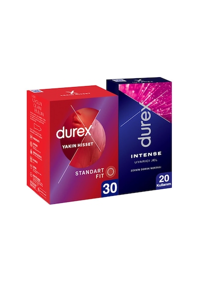 Durex Yakın Hisset İnce Prezervatif 30'lu + Durex Intense Jel 10 ML