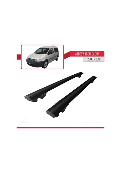 Volkswagen Caddy 2003-2010 Arası İle Uyumlu Hook Model Anahtar Kilitli Ara Atkı Tavan Barı Siyah