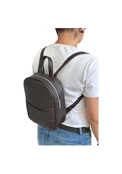 Mini Kadın Sırt Çantası-kahverengi Suni Deri-vip Home Bags Kahverengi
