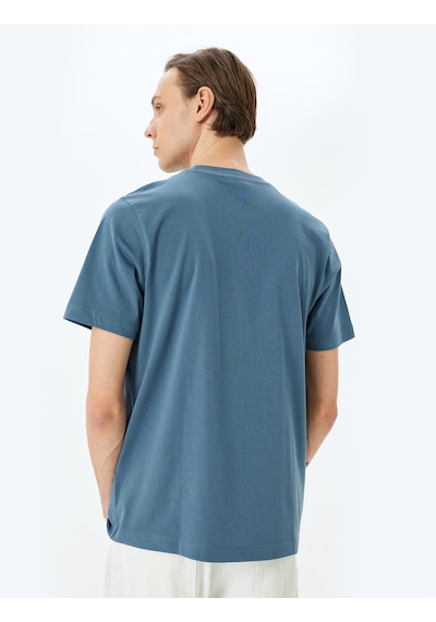 Koton Pamuklu Bisiklet Yaka Regular Fit Kısa Kollu Basic Tişört Mavi 5sam10099hk Mavi