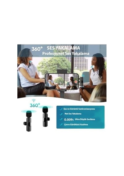 K9t2 Type-c Bağlantılı, 360 Ses Yakalama, Gürültü Azaltma Özellikli Android, İpad Ve İphone 15 Ve