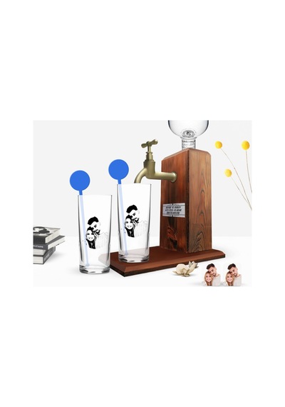 Kişiye Özel Renkli Baskılı Sevgililer Silüet İkili Vodka Bardağı