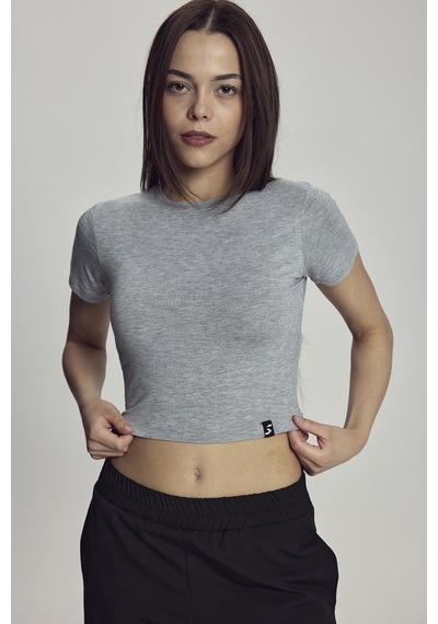 Scorp Lyra Kadın Crop Bambu Tişört Gri Standart