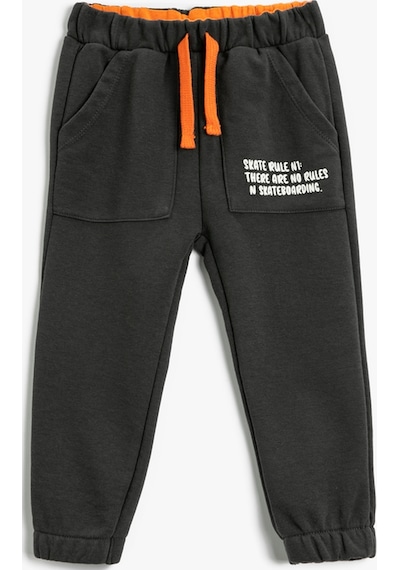 Koton Jogger Eşofman Altı Cepli Beli Bağlamalı Pamuklu Antrasit 4wmb40023tk 4WMB40023TK047 Antrasit