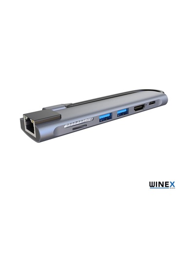 Winex 7in1 USB Type-C Hub Port Adaptör HDMI USB Ethernet PD Giriş