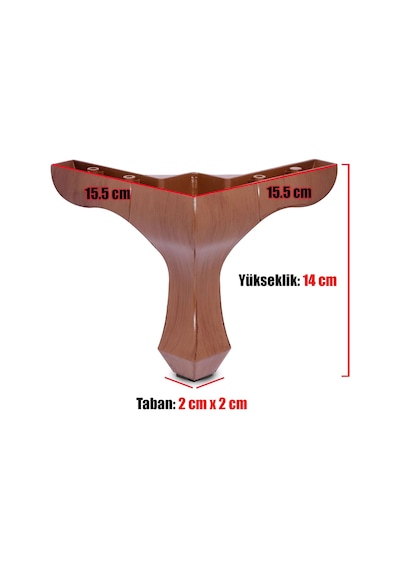 Mobilya Kanepe Baza Koltuk Çekyat Yükseltme Ayağı Plastik, Lükens Kahve 14 Cm, 4 Adet Kahverengi