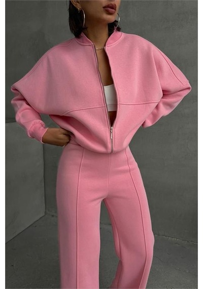 Dip Moda Kadın Pamuklu Kışlık Sweat Pantlon Eşofman Takımı Dpgts018 Pembe