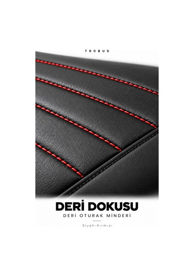 Audi A4 2001-2004 Çizgili Suni Deri 3'lü Minder Siyah Kırmızı