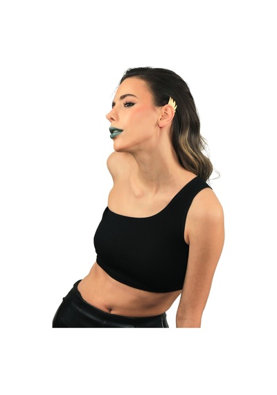 Kadın Mat Altın Renk Kaplama Sol Kulak Geçirmeli Model Yaprak Formlu Ear Cuff Küpe Altın