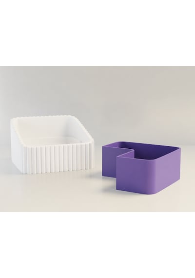 3d Baskı Fıstık Kasesi - Çift Hazneli Kabuk Ayırıcı Sunum Kasesi - Beyaz Mor