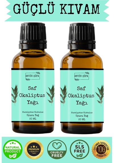 %100 Saf Okaliptus Uçucu Yağı - 2x20 Ml Seyreltilmemiş 20 ML