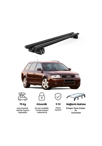 Pençe Audi A6 Allroad 2000-2005 Uyumlu Siyah Ara Atkı Port Bagaj Tavan Barı