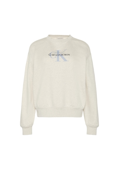 Calvin Klein Ls Monologo French Terry Rlxd Cn Gri Kadın Sweatshirt