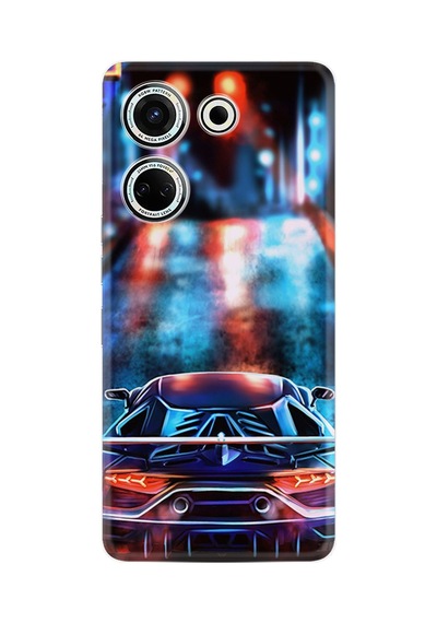Tecno Camon 20 Kılıf Silikon Desen Özel Seri Neon Cars 1724