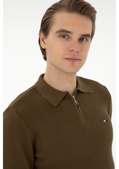 U.S. Polo Assn. Erkek Regular Fit Yarım Fermuarlı Haki Basic Kazak 50298266-VR027
