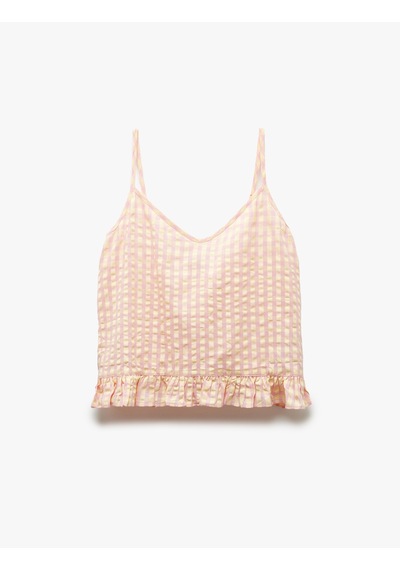 Koton Rahat Kalıp V Yaka Pötikareli Askılı Fırfırlı Pijama Üstü Pembe Desenli 5slk90019mw Pembe Desenli Koton Rahat Kalıp V Yaka Pötikareli Askılı Fırfırlı Pijama Üstü Pembe Desenli 5slk90019mw Pembe Desenli