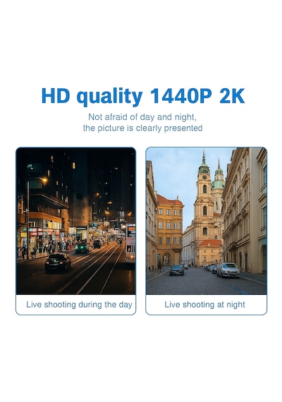 Ultra Hd 1440p 2k Geniş Açı Gece Görüşlü Akıllı Araç İçi Kamera. Wifi Araç Kamerası.